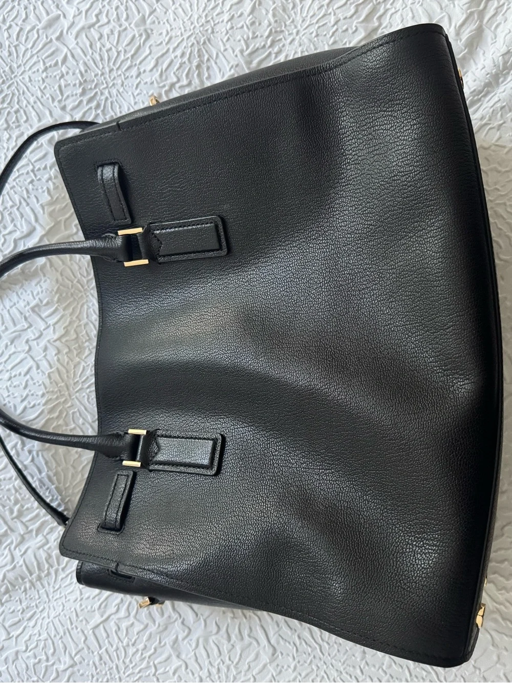 Michael Kors Hamilton Moderne Black Leather Satchel Bag